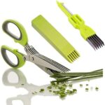 CCRoom Kräuterschere Küchenschere Edelstahl Scissors Herb mit 5 Klingen,Kräuter Schere Cutter Klinge Multi Scheren mit Reinigung Kamm