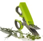 CCRoom Kräuterschere Küchenschere Edelstahl Scissors Herb mit 5 Klingen,Kräuter Schere Cutter Klinge Multi Scheren mit Reinigung Kamm – Bild 2