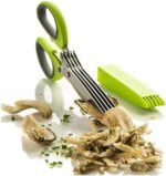 CCRoom Kräuterschere Küchenschere Edelstahl Scissors Herb mit 5 Klingen,Kräuter Schere Cutter Klinge Multi Scheren mit Reinigung Kamm – Bild 4