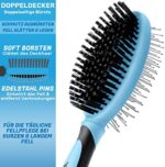 BluePet Doppeldecker Borsten &Pin Hundebürste & Katzenbürste | Entfilzen & Glätten | Hundekamm – Bild 7