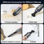 RUBOT Handstaubsauger akku handstaubsauger Kabellos 6500Pa Triple Filter Starke Saugkraft Mini Staubsauger Leicht 0,6kg USB Wiederaufladbar mit Mehreren Aufsätzen für Auto/Tierhaare/Haus – Bild 6