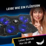 KLIM Wind Laptop Kühler - Mehr als 500 000 verkaufte Einheiten - NEU 2023 - Leistungsstark - Schneller Kühlvorgang - 4 Lüfter PC Notebook PS4 Belüfteter Laptop Ständer – Bild 6