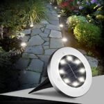 FLOWood Solar Bodenleuchte Solarleuchte für Garten Solar Aussenleuchte 8 LEDs wasserdicht Edelstahl + Kunststoff – Bild 2