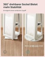 SONGMICS Schmuckschrank, Standspiegel, Spiegelschrank, mit Ganzkörperspiegel, um 360° drehbar, Schmuckaufbewahrung, abschliessbar, mit Schlüsseln, Geschenkidee, weiss mit grauer Holzmaserung – Bild 5