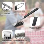 Grillbürste, TNTOR Grill Reinigungsbürste mit Extra Langer Edelstahl Borsten, Edelstahl Spatel und PP Wärmedämmung Griff, für Gasgrill, Holzkohlegrill, Kugelgrill, Elektrogrill und Grillrost – Bild 3