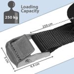 Zurrgurt Spanngurt Befestigungsgurt Klemmverschluss belastbar bis 250 kg DIN EN 12195-2 Befestigungsriemen schwarz verschiedene Längen Stückzahlen – Bild 4