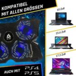 KLIM Wind Laptop Kühler - Mehr als 500 000 verkaufte Einheiten - NEU 2023 - Leistungsstark - Schneller Kühlvorgang - 4 Lüfter PC Notebook PS4 Belüfteter Laptop Ständer – Bild 8