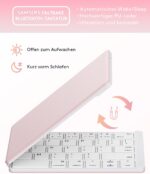 Samsers Faltbare Bluetooth-Tastatur 💖 Kompakt, kabellos & ultradünn – mit Standhalter, kompatibel mit iOS, Android & Windows