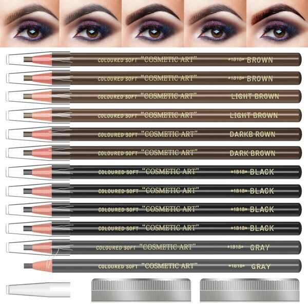 Waterproof Eyebrows Pencil Tattoo Makeup And Microblading Supplies Kit-Permanent Eye Brow Liners In 5 Colors Waterproof Eyebrow Pencils Peel