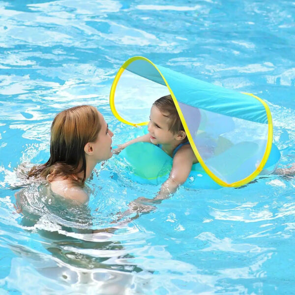Rismise Baby Schwimmring mit abnehmbarem Sonnendach - Schwimmhilfe für Babys 3-36 Monate