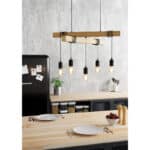EGLO Pendelleuchte Townshend, Hängeleuchte aus Holz in Natur und Metall in Schwarz, Esstischlampe, Wohnzimmerlampe hängend mit E27 Fassung – Bild 2
