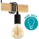 EGLO Pendelleuchte Townshend, Hängeleuchte aus Holz in Natur und Metall in Schwarz, Esstischlampe, Wohnzimmerlampe hängend mit E27 Fassung – Bild 5