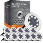 FLOWood Solar Bodenleuchte Solarleuchte für Garten Solar Aussenleuchte 8 LEDs wasserdicht Edelstahl + Kunststoff
