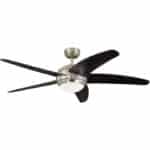 Westinghouse Lighting 132 cm Deckenventilator Bendan 72557 mit Einzelleuchte und fünf Flügeln, Ausführung in seidenmattem Chrom mit Opalmilchglas