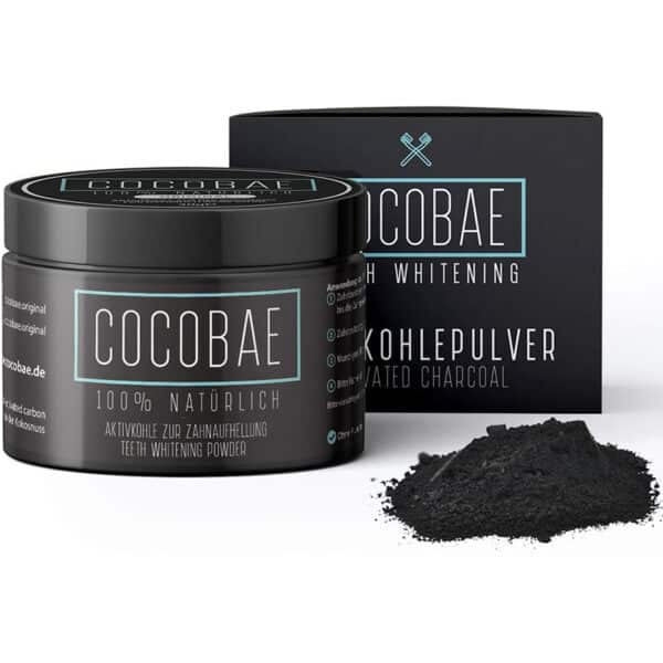 COCOBAE ® Teeth Whitening - Aktivkohle Pulver Aus Kokosnuss Kohle Für Weisse Zähne – Natürliche Zahnaufhellung - Aktivkohle Zähne - Zähne weisser machen - Activated Charcoal Powder