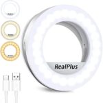 RealPlus Selfie Ringlicht Handy, Handy Licht, Ringleuchte mit Clips mit 40 LEDs und 3 Lichtmodi, dimmbares Video Licht für Telefon, Tablet, Laptop, Live-Streaming