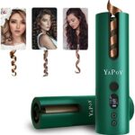 YAPOY Schnurloser Automatischer Lockenstab - Wiederaufladbar, 5 Temperaturen & Timer, LCD-Bildschirm