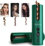 YAPOY Schnurloser Automatischer Lockenstab - Wiederaufladbar, 5 Temperaturen & Timer, LCD-Bildschirm