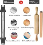 Super Kitchen Nudelholz Einstellbares Edelstahl Teigroller, Antihaft Metall Nudelhölzer Fondant Teigrolle mit abnehmbare Ringe in 5 Grössen, Backzubehör Rolling Pin für Pizza, Cookie, Gebäck Teig – Bild 4