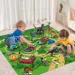 TEMI Dinosaurier Spielzeugfigur mit Aktivität Spielmatte &Bäume, pädagogisch realistisches Dinosaurier-Spielset zur Schaffung Einer Dino-Welt mit T-Rex, Triceratops, Velociraptor für Kinder 3+ – Bild 7