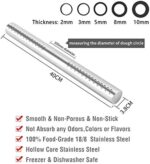 Super Kitchen Nudelholz Einstellbares Edelstahl Teigroller, Antihaft Metall Nudelhölzer Fondant Teigrolle mit abnehmbare Ringe in 5 Grössen, Backzubehör Rolling Pin für Pizza, Cookie, Gebäck Teig – Bild 2
