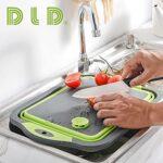 D L D Collapsible Cutting Board with Colander Containers, Foldable Food Grade Silicone Dish Tub Chopping Board, Washing Basin Draining Basket Strainer for Home Kitchen Camping Picnic BBQ – Bild 3