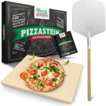Pizza Divertimento - DAS ORIGINAL - Pizzastein für Backofen & Gasgrill – inkl. Pizzaschieber - Pizza Stein – Für knusprigen Boden & saftigen Belag - Inkl. e-Rezeptbuch