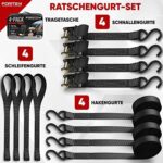 FORTEM Spanngurte - 4 Weiche Zurrschlaufen, Zurrgurte Spanngurte mit Haken aus Beschichtetem Metall - Gummigriffe – Bild 4
