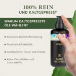 Arganöl Haare BIO Kaltgepresst – 100-200ml - Haut- & Haaröl trockenes Haar – Vegan - Lichtschutz Glas-Flasche – Sanftes Haaröl ohne Silikon und Parabene - Satin Naturel – Argan Oil Made in Germany – Bild 7