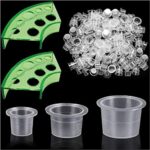 300pcs Tattoo-Tintenbecher mit 2 Cups Halterungen - Moricher 100 kleine 100 mittlere 100 grosse Tattoo-Tintenbecher +2 Cups Halter für Tattoo Tinte Permanent Makeup Container Cap Tattoo Zubehör