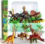 TEMI Dinosaurier Spielzeugfigur mit Aktivität Spielmatte &Bäume, pädagogisch realistisches Dinosaurier-Spielset zur Schaffung Einer Dino-Welt mit T-Rex, Triceratops, Velociraptor für Kinder 3+ – Bild 3