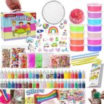 DIY Slime kit Schleim Selber Machen mit 12 Farben Crystal Slime, Glitter, Charms, Fruit Slices, Kunsthandwerk für Kinder 6-12 Jahren mädchen Geschenk