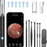 LMECHN Ohrenschmalz-Entferner mit Kamera – 1080P HD Otoskop, WLAN, IP67 (Schwarz)
