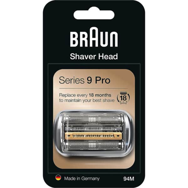 Braun Series 9 Pro Scherkopf, Elektrorasierer, Ersatzscherteil kompatibel mit Rasierer Herren Serie 9 Pro, 94M, chrom, 1er Pack