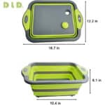 D L D Collapsible Cutting Board with Colander Containers, Foldable Food Grade Silicone Dish Tub Chopping Board, Washing Basin Draining Basket Strainer for Home Kitchen Camping Picnic BBQ – Bild 4