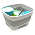 SAMMART 9.1L Collapsible Dishpan with Draining Plug - Foldable Washing Basin - Portable Dish Washing Tub - Space Saving Kitchen Storage Tray – Bild 4