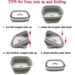 SAMMART 9.1L Collapsible Dishpan with Draining Plug - Foldable Washing Basin - Portable Dish Washing Tub - Space Saving Kitchen Storage Tray – Bild 7