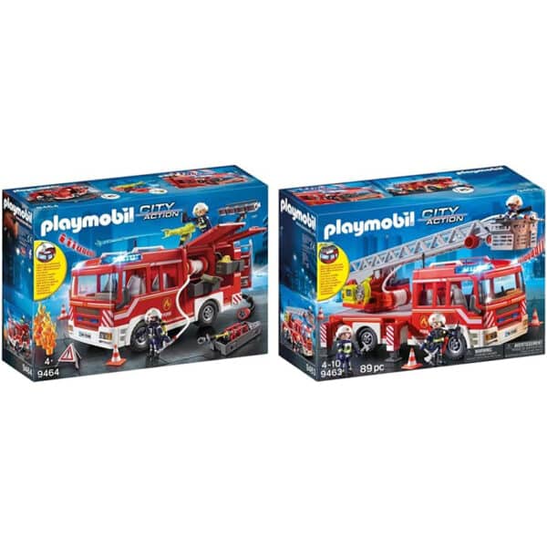 PLAYMOBIL City Action 9463 Feuerwehr-Leiterfahrzeug mit Licht und Sound, Ab 5 Jahren
