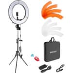 NEEWER Ringlicht mit Stativ Set 18 Zoll/45cm Aussen 55W 5600K Dimmbare LED Ringleuchte mit Bluetooth Fernbedienung für Handy/Kamera für YouTube TikTok Self Porträt Foto,Tätowierer,Make up,Salons