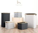 HENNEZ 100L Wäschekorb mit Deckel - herausnehmbaren Wäschesack Wäschesammler schmal - Wäschebox Waschekorbsammler Wäschesortierer - Wäschetruhe, laundry baskets Wäsche Korb – Bild 9