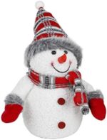 Bambelaa! LED Schneemann Weihnachtsdeko Innen Beleuchtet 26 cm Batteriebetrieben Weihnachtsbeleuchtung Weihnachten Rot – Bild 2