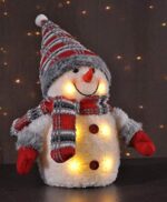 Bambelaa! LED Schneemann Weihnachtsdeko Innen Beleuchtet 26 cm Batteriebetrieben Weihnachtsbeleuchtung Weihnachten Rot – Bild 3