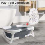 Baby Badewanne Faltbare Babybadewanne, Baby Bathtub Babywanne Wanne Faltbar mit Badewannen Stützkissen Sitzmatte, Rutschfeste Tragbare Reisedusche Badebecken Duschwanne für Neugeborene Kleinkinder – Bild 2
