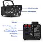 Katomi 700W Nebelmaschine RGB Effekt,13 Farbigen 8 LED Licht Smoke Machine,Mini Fog Rauchmaschine mit 2 kabelgebundenen und Funkfernbedienungen für DJ Disco Party,Halloween,Hochzeiten Weihnachten – Bild 6