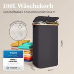 HENNEZ 100L Wäschekorb mit Deckel - herausnehmbaren Wäschesack Wäschesammler schmal - Wäschebox Waschekorbsammler Wäschesortierer - Wäschetruhe, laundry baskets Wäsche Korb – Bild 3