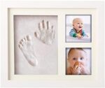 Pookie Boo Premium Baby Hand und Fussabdruck Set selber machen - mit Echtholz Bilderrahmen, Acrylglas & Platzhalter für 2 Babyfotos - Perfekte Geschenkidee für Kleinkinder, Väter und Mütter
