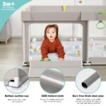 Uanlauo laufstall baby mit Spielmatte,150x150cm laufgitter baby,XXL Kinder laufgitter,Innen&Aussen Baby Laufstall mit Reissverschlusstür,Baby-Aktivitätsbereich mit 4 Ziehringen – Bild 3