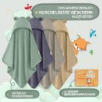 FUCHSUNDPANDA ® Kapuzenhandtuch Baby EXTRA dick, warm & weich | 75x75cm Babyhandtuch mit Kapuze (100% Bambus) | Baby Handtuch Kapuze mit toller Geschenkverpackung – Bild 5