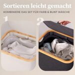 HENNEZ 100L Wäschekorb mit Deckel - herausnehmbaren Wäschesack Wäschesammler schmal - Wäschebox Waschekorbsammler Wäschesortierer - Wäschetruhe, laundry baskets Wäsche Korb – Bild 4