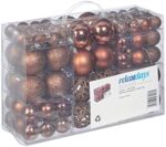 Relaxdays Weihnachtskugeln 100er Set, Weihnachtsdeko, matt, glänzend, glitzernd, Christbaumkugel ∅ 3, 4 & 6 cm
